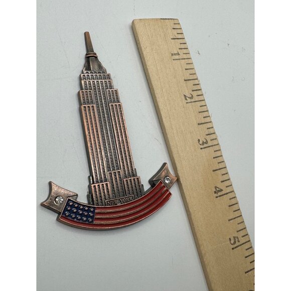 Empire State Building New York Souvenir With American Flag & Rhinestones - Picture 7 of 8